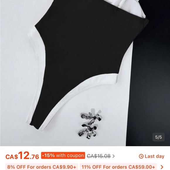 SHEIN Black and White One-Piece Swimsuit - Picture 3 of 3